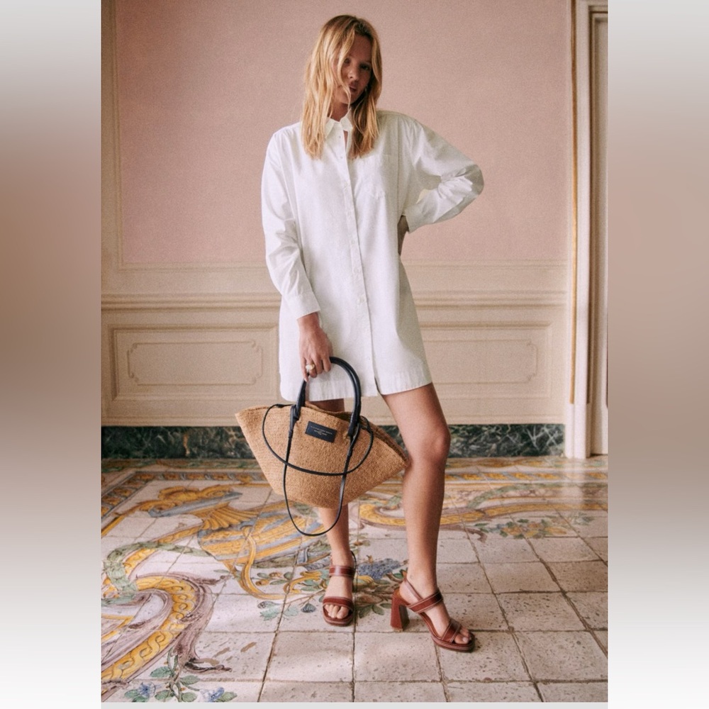 Sézane Maxine white shirt dress size large